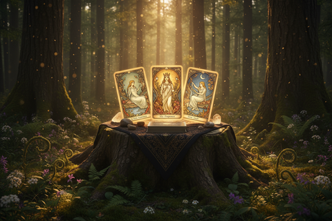 lecture de cartes tarot en foret
